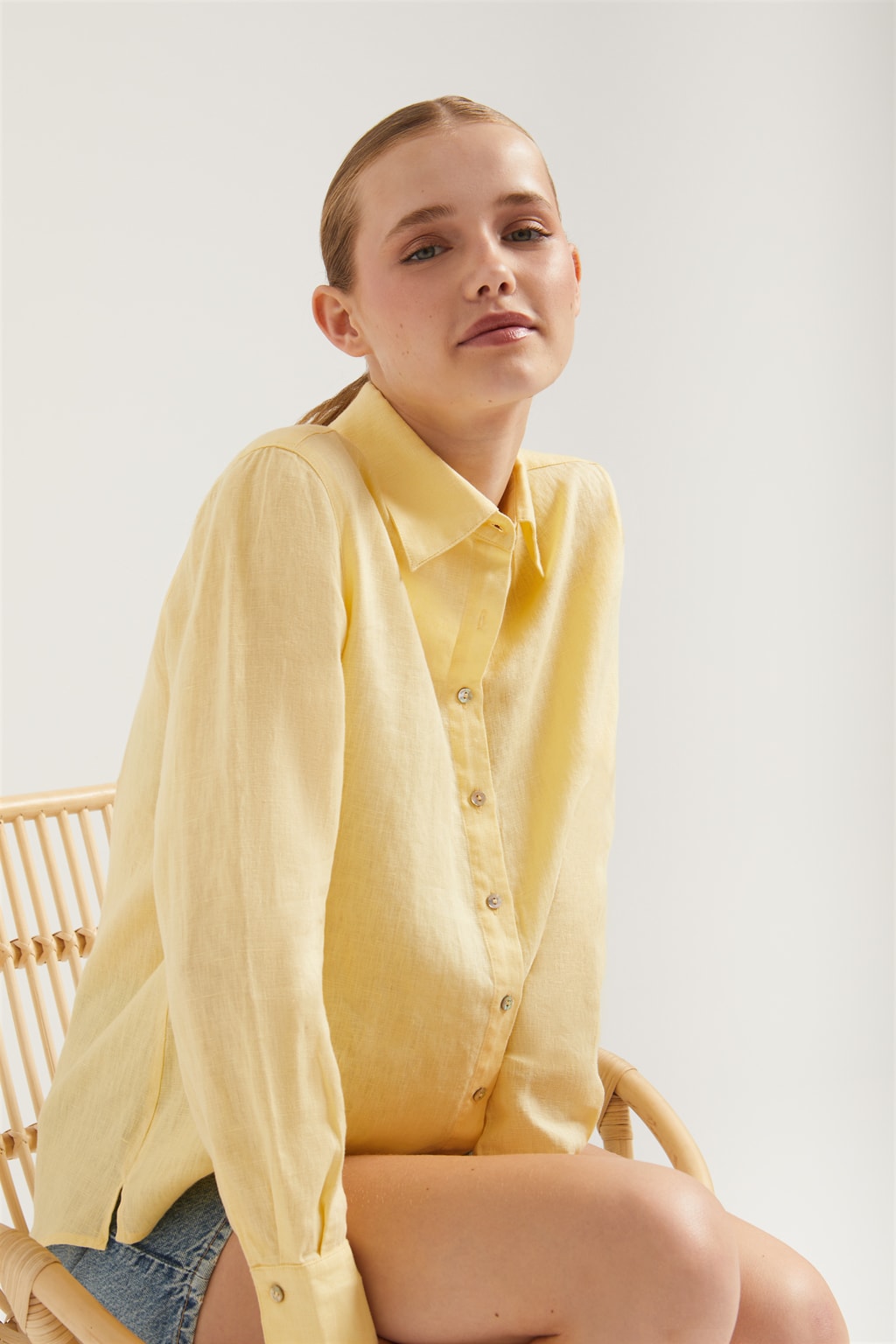 Camisa amarillo suave, algodón detalle bordado – Polo Club