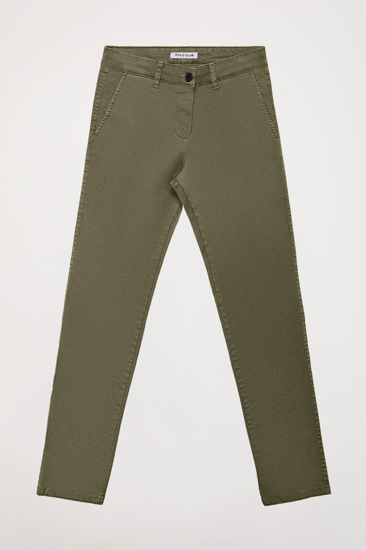 Khaki slim-fit chinos with Polo Club detail