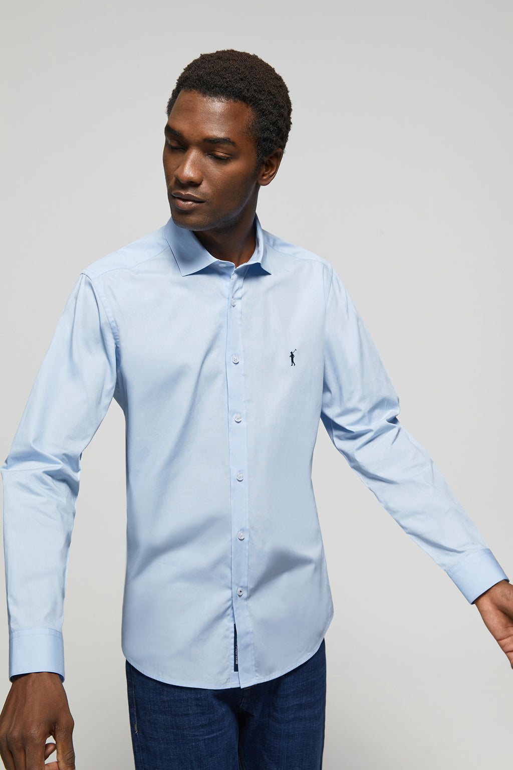 Camisa slim best sale fit azul