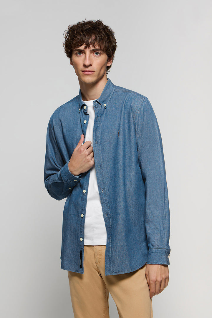 Regular-fit denim shirt with Rigby Go logo