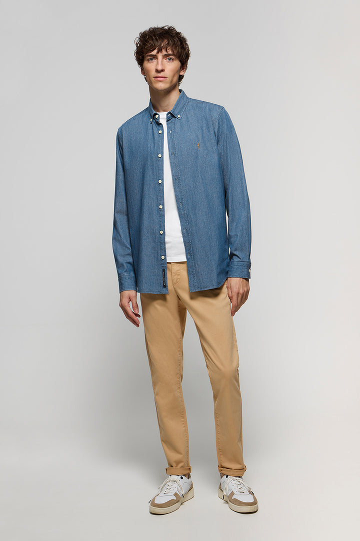 Regular-fit denim shirt with Rigby Go logo