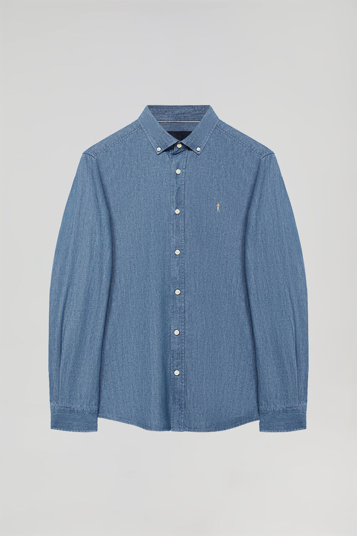 Regular-fit denim shirt with Rigby Go logo