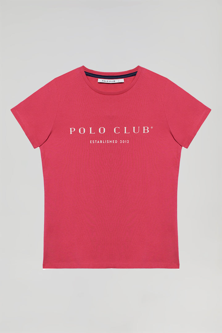 T-shirt cor-de-framboesa com print icónico Polo Club