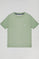 Jade-green short-sleeve round-neck knit jumper with Rigby Go logo