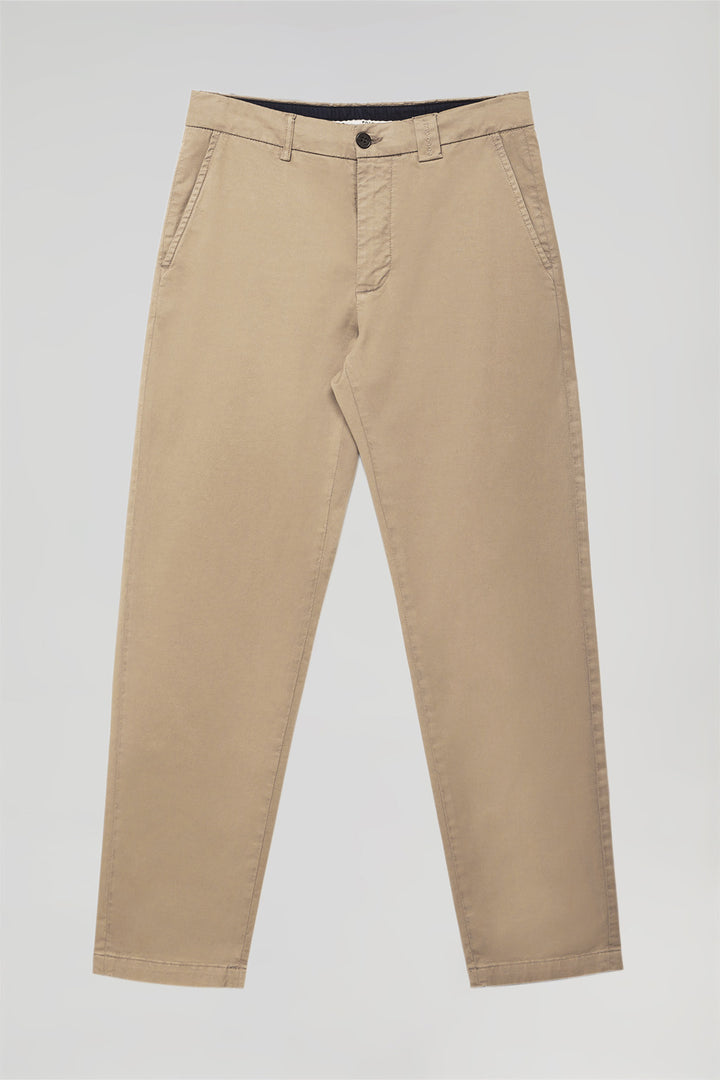 Beige regular-fit chinos with Polo Club details