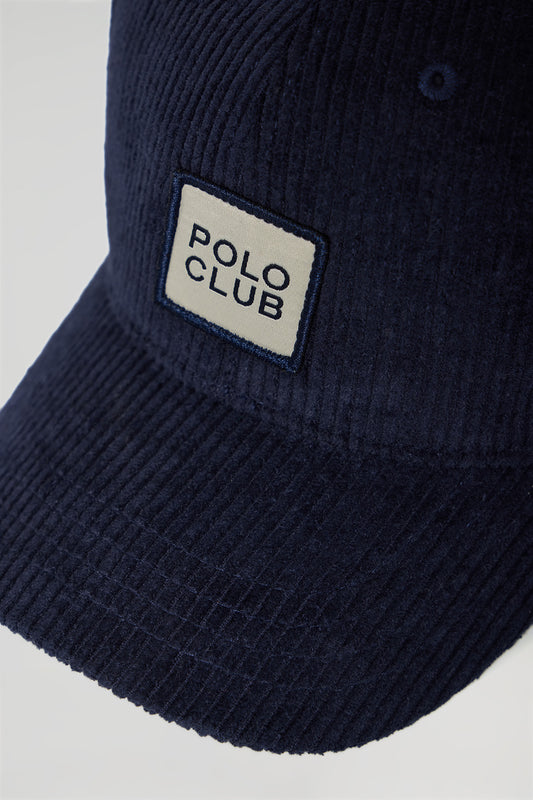 Navy-blue corduroy cap with Polo Club logo