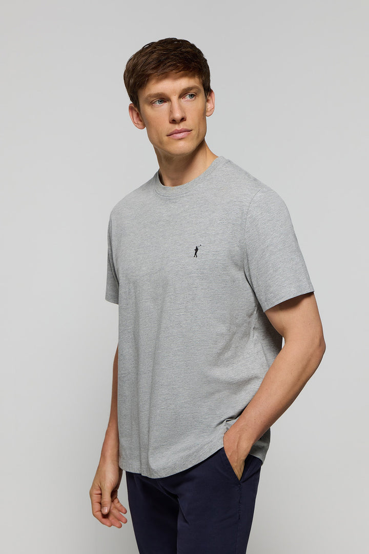 Grey-vigore cotton basic T-shirt with Rigby Go logo