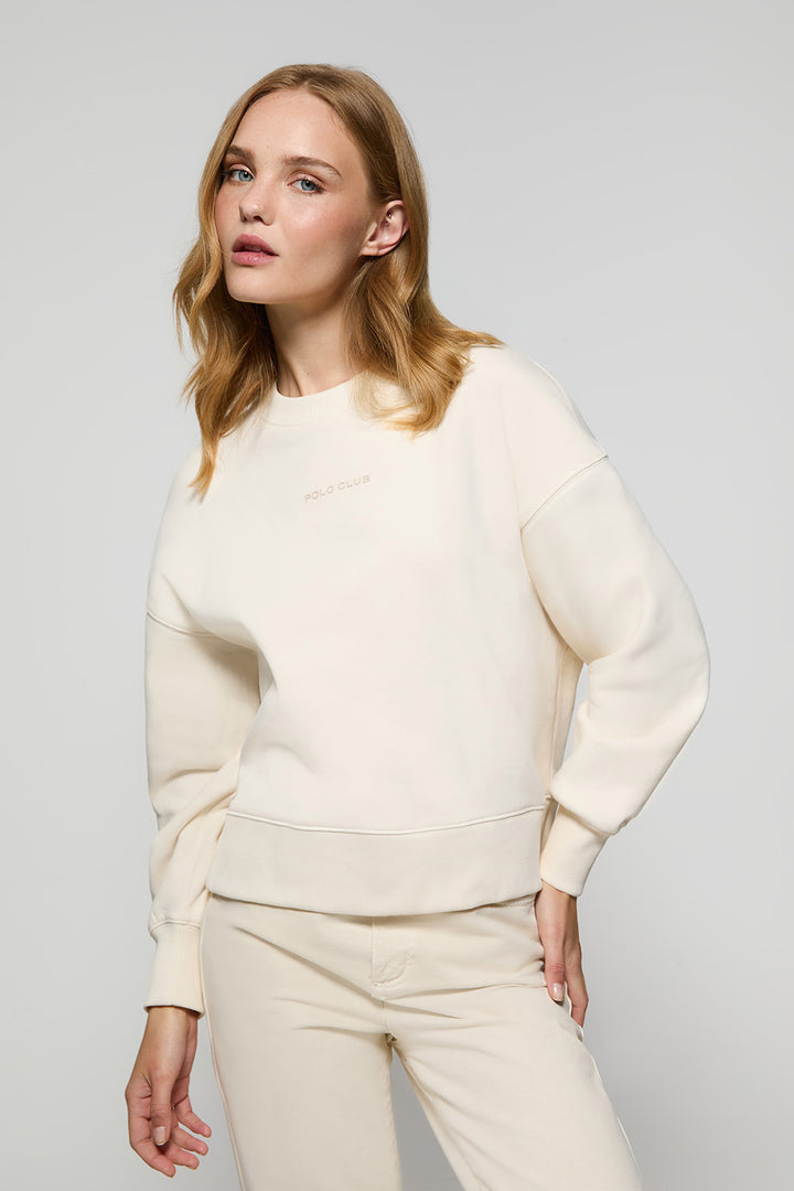 Sweatshirt básica bege com decote redondo Minimal Polo Club