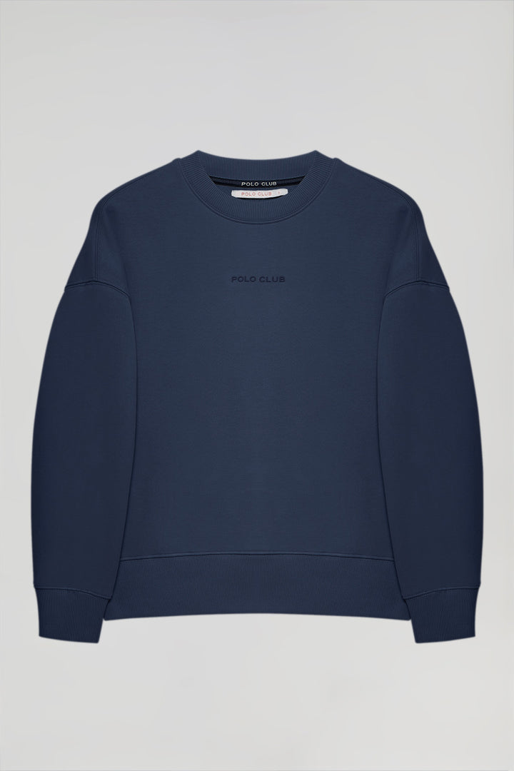 Sweatshirt básica navy com decote redondo Minimal Polo Club