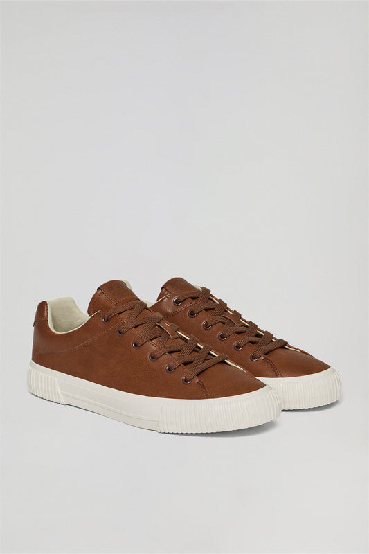 Camel faux-leather Habana men trainers with Polo Club details