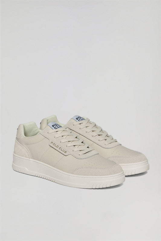 Beige casual faux-leather Milton men trainers with Polo Club tonal details