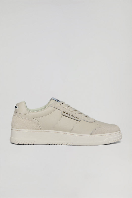 Beige casual faux-leather Milton men trainers with Polo Club tonal details