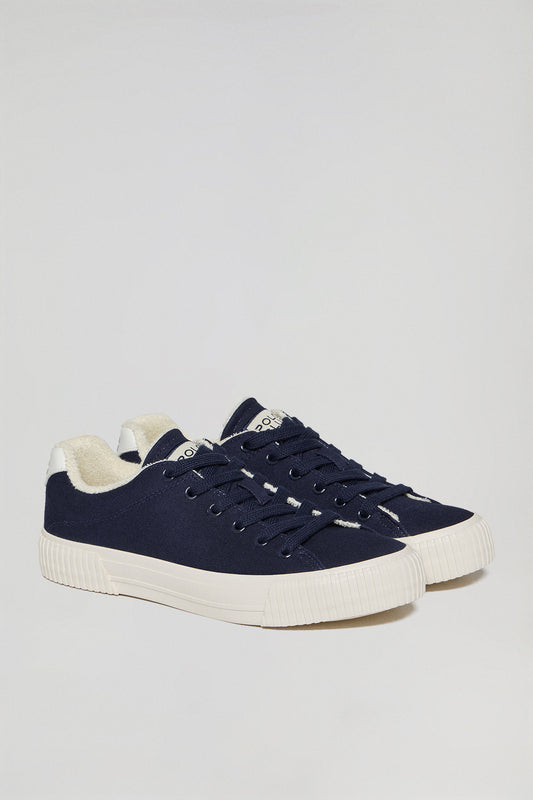 Navy-blue Habana canvas women trainers with Polo Club details