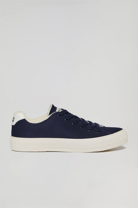 Navy-blue Habana canvas women trainers with Polo Club details