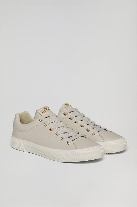 Beige faux-leather Habana women trainers with Polo Club details