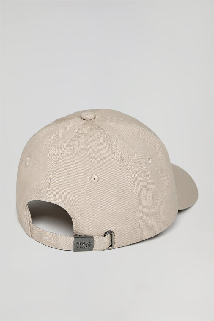 Beige cap with rubber logo and Polo Club print