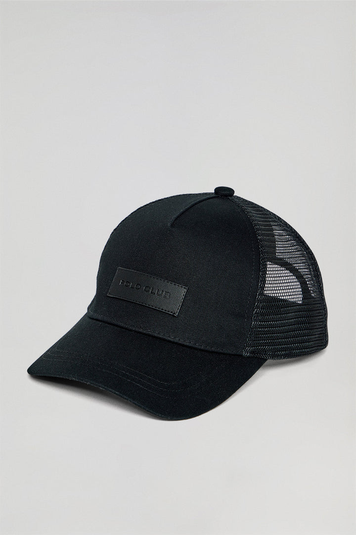Black Brooklyn cap with Polo Club faux-leather detail