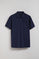 Navy two-button Portos polo shirt with Polo Club rubberised twill patch detail