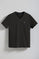 Black V-neck short-sleeve tee with Rigby Go embroidery