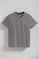 T-shirt em cinzento alcatrão com decote em bico e manga curta com bordado Rigby Go