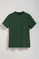 Bottle-green round-neck tee with chest pocket and Rigby Go embroidery