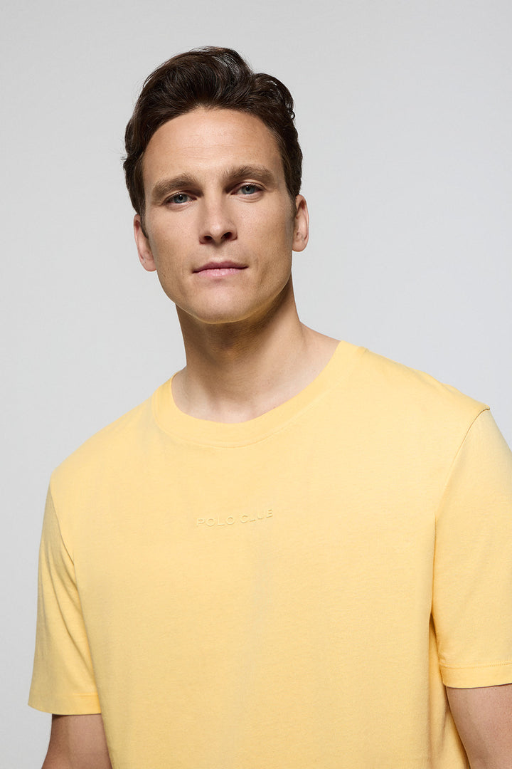 Yellow loose-fit surfer tee with rubber minimal Polo Club logo