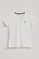 White V-neck short-sleeve tee with Rigby Go embroidery for women