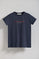 T-shirt para senhora com decote redondo azul marinho com logo engomado Minimal Title Polo Club