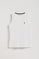 White sleeveless basic tee with round neck and Rigby Go embroidered logo