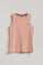 Camiseta top Tamika rosa palo acanalada sin mangas con detalle de botón nacarado logotipado