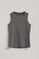 T-shirt top Tamika em cinzento alcatrão em malha canelada sem mangas com pormenor de botão nacarado logotipado