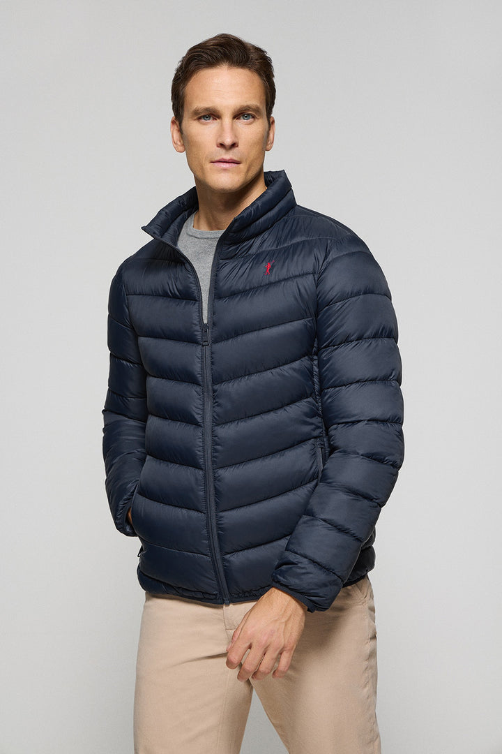 Navy-blue ultralight jacket Chase with Rigby Go embroidery