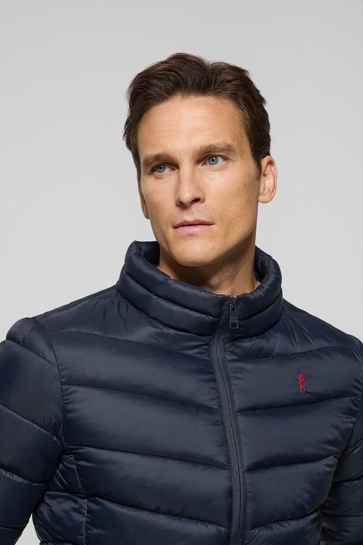 Navy-blue ultralight jacket Chase with Rigby Go embroidery