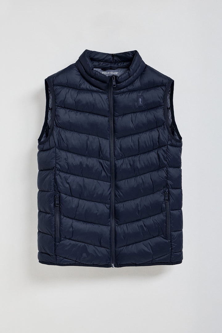 Navy-blue ultralight vest Chase with Rigby Go patch