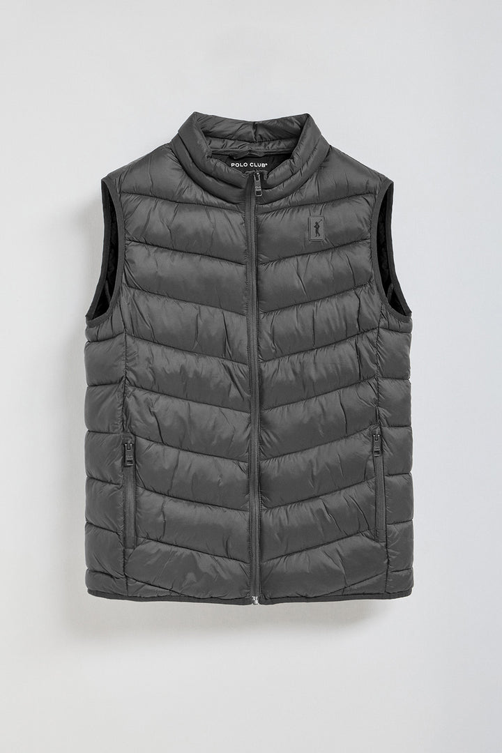 Dark-grey ultralight vest Chase with Rigby Go patch