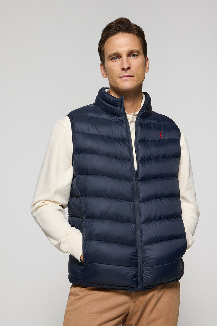 Navy-blue ultralight vest Chase with Rigby Go embroidery