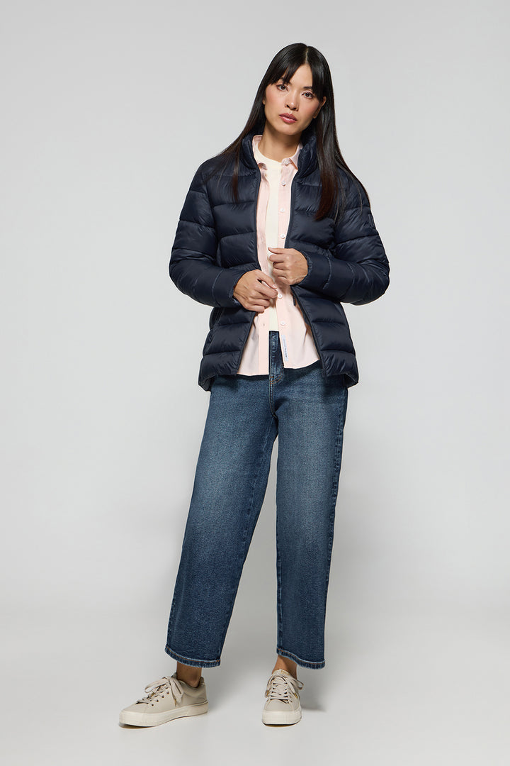 Navy-blue ultralight jacket Susanne with Rigby Go patch