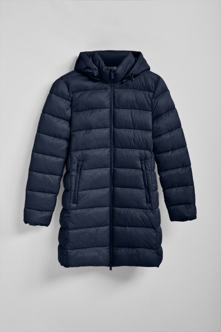 Navy-blue ultralight coat Suzette with Rigby Go patch