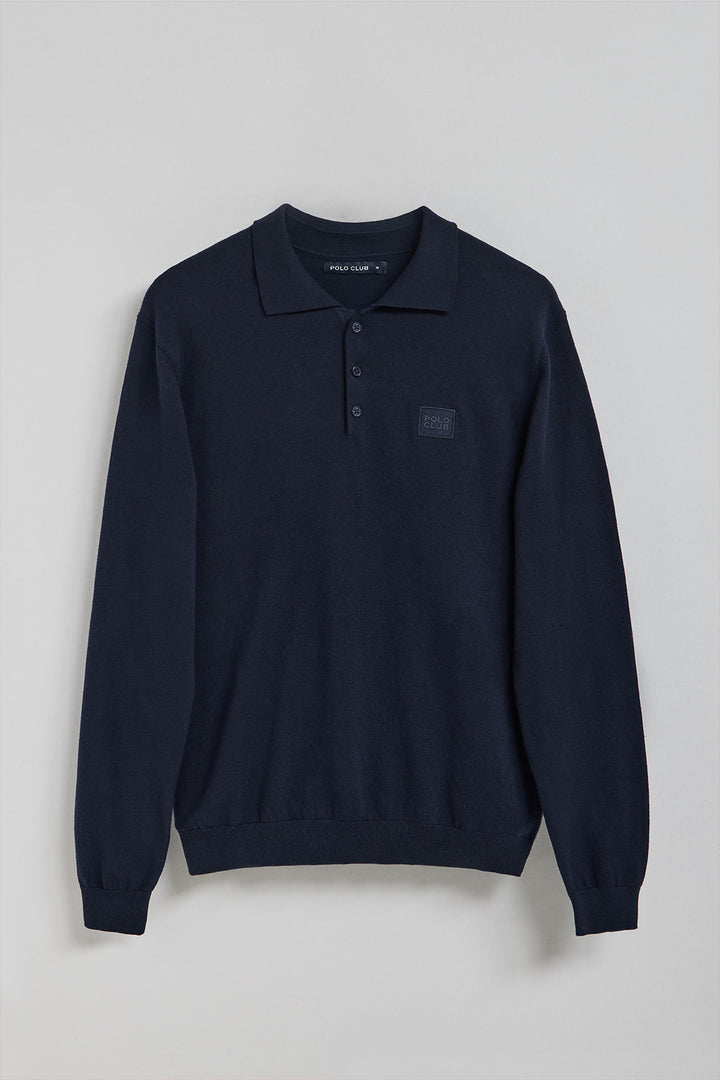 Navy-blue polo-collar knit jumper Kaleo with Polo Club details