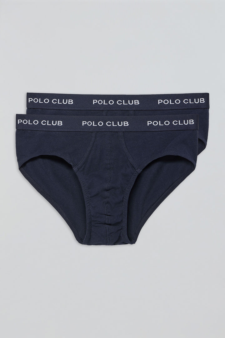 Pack de dois slips azul marinho com pormenor Polo Club