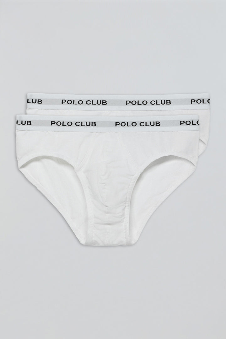 Pack de dois slips brancos com pormenor Polo Club