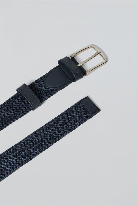 Navy-blue braided belt Baal with Polo Club details