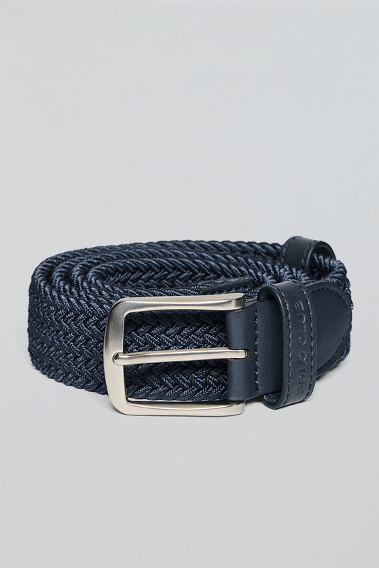 Navy-blue braided belt Baal with Polo Club details