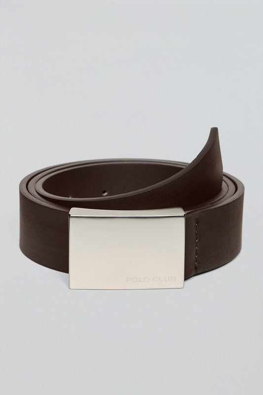 Brown belt Bastian with metal buckle and Polo Club engraving