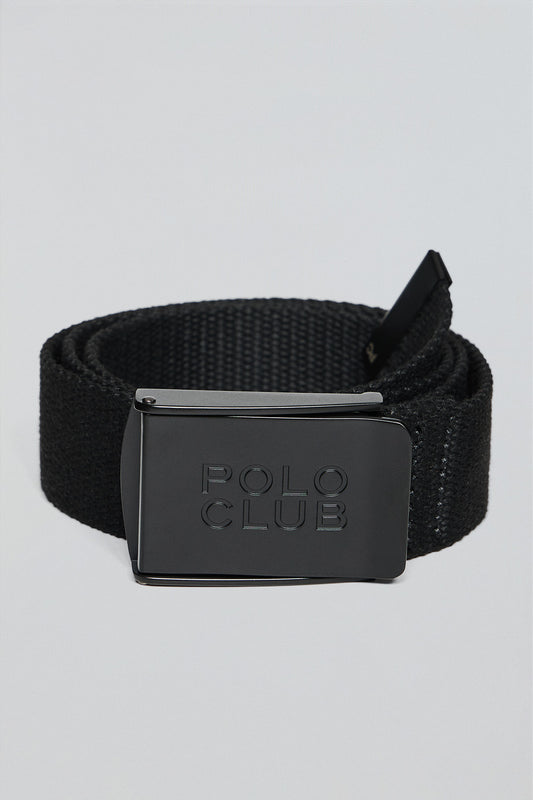 Black canvas belt Brahim with branded buckle