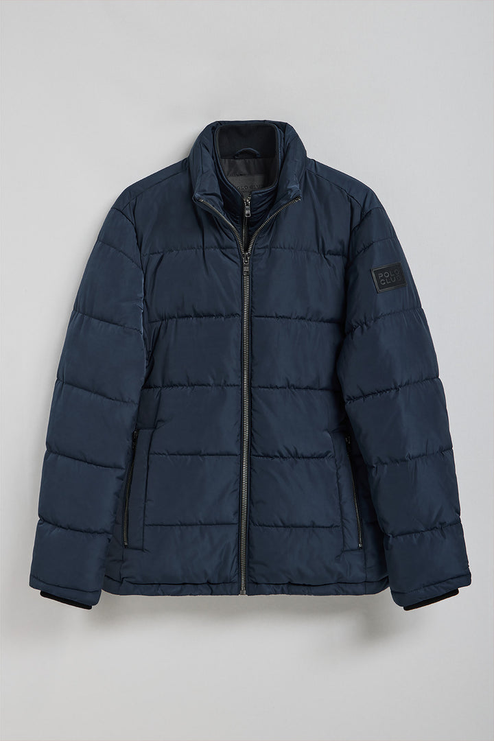 Navy-blue Brooklyn puffer jacket with sleeve detail