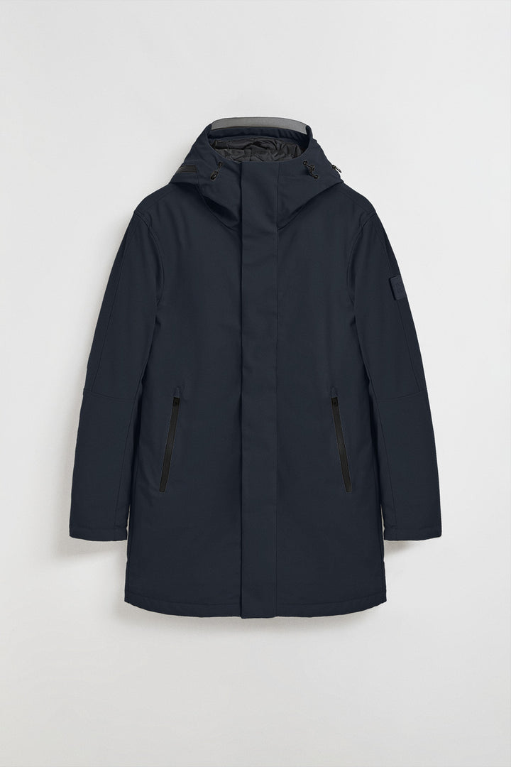 Navy-blue coat Mackey with fixed hood and Polo Club details