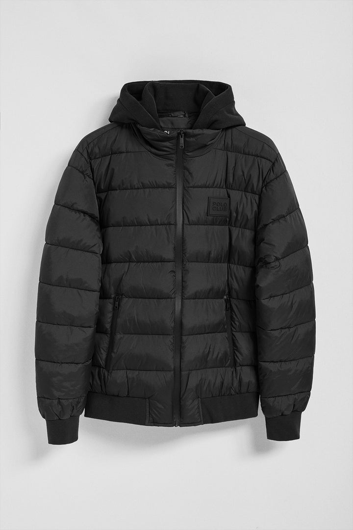 Black puffer jacket Canyon with Polo Club details