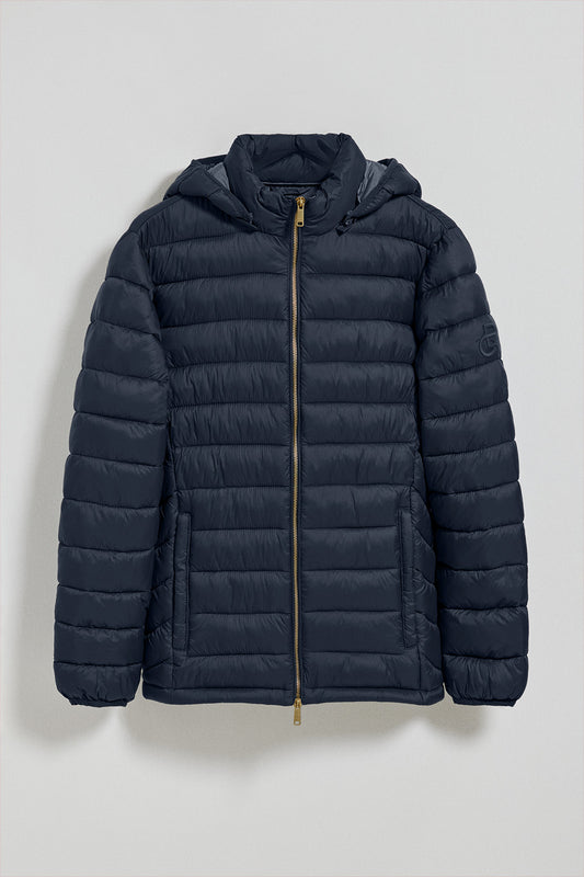 Navy-blue ultralight jacket Corey with detachable hood and PC embroidery