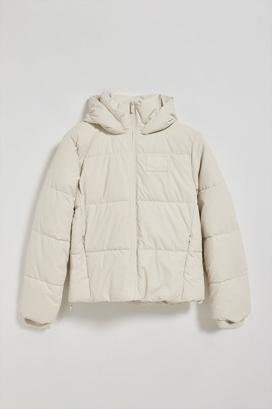 Grey puffer jacket Glacier with fixed hood and Polo Club details